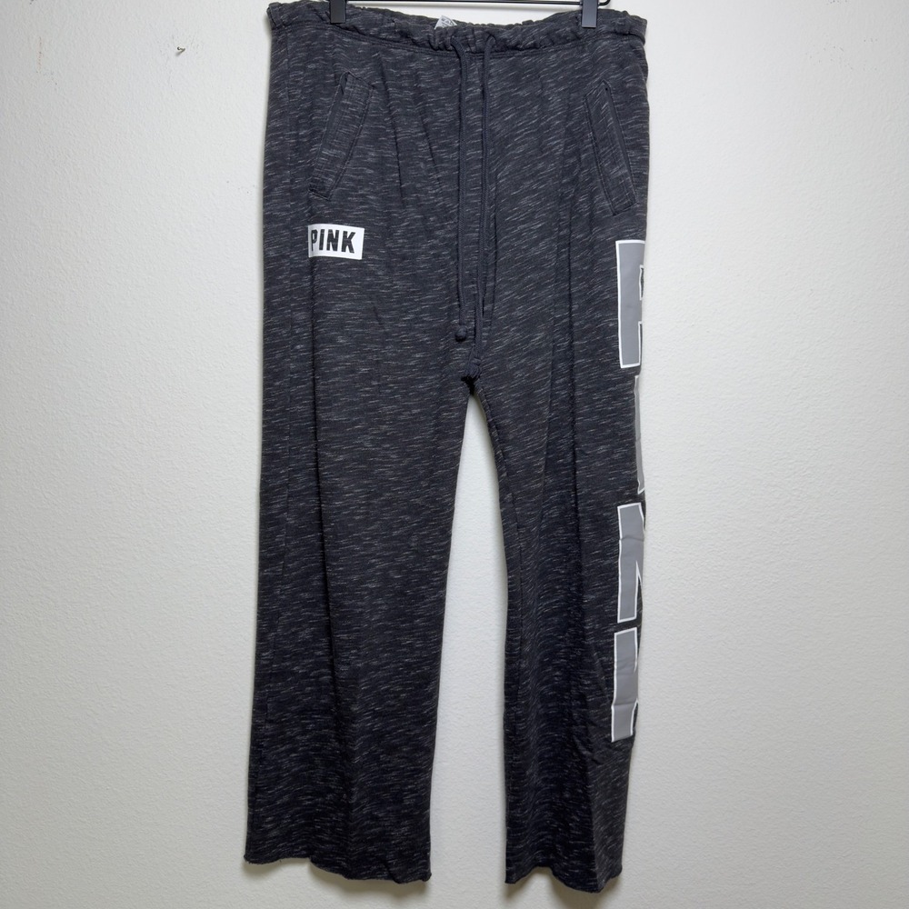PINK Victoria's Secret y2k Women Cotton Sweatpants Small Gray Wide Leg Baggy